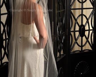 Pencil Edge Veil, Wedding Veil - Cathedral or Chapel - White, Diamond White, Light Ivory, Ivory, Blush or Champagne