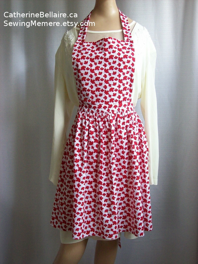 Canada Day Apron Red Maple Leaf Canada Souvenir Women