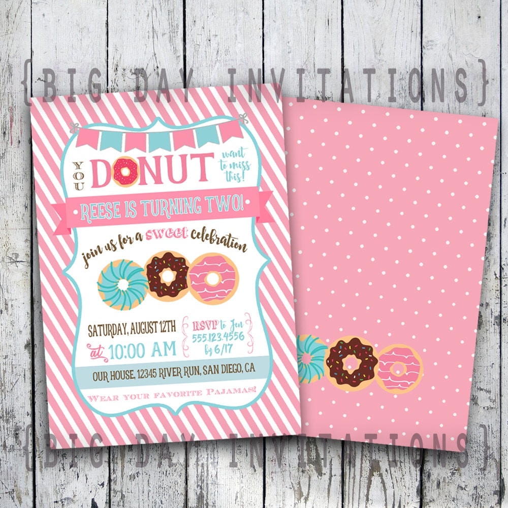 Donut Party Invitation Doughnut Invitation Printable