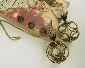 Chain Pull Pair with Gold Accent Beads and Crystal Accents