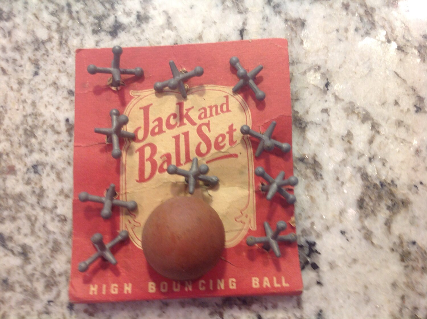 Vintage Jack and Ball Set High Bouncing Ball 1940's