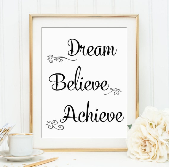 SALE Dream Believe Achieve Inspirational Art 8 x 10 by ...