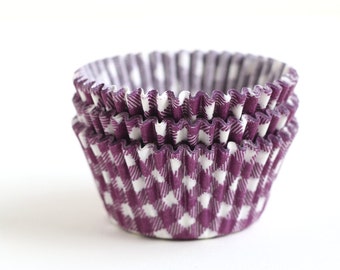 Purple Gingham Cupcake Liners (50) Purple Plaid Baking Cups