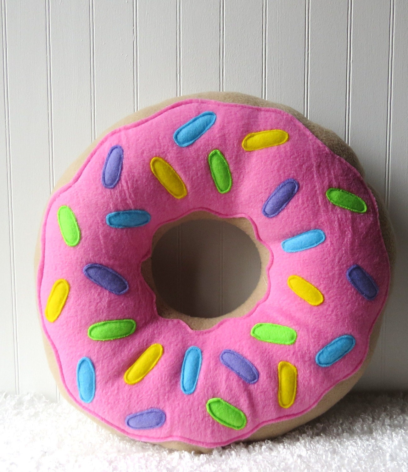 16 Pink Frosted Doughnut Pillow