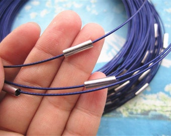 NEW NEW NEW 5pcs 18 inch 1mm royal blue stainless steel necklace cords/wires with stainless steel magnet clasps