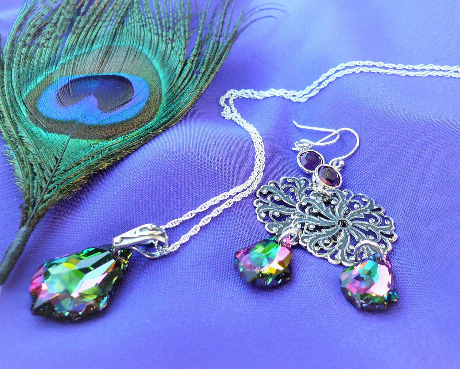 Peacock Colors Jewelry Set