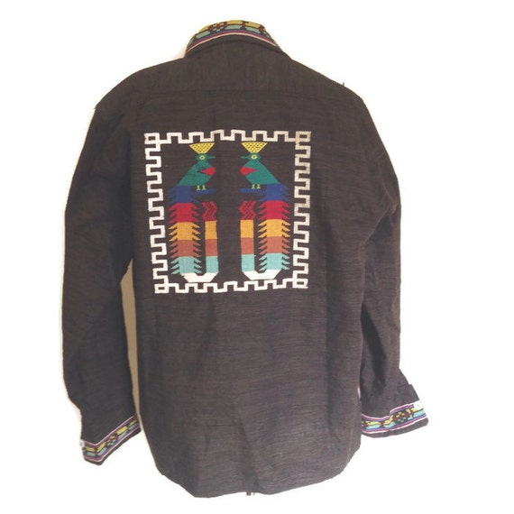 ON SALE Vintage guatemalan shirt jacket embroidered Boho