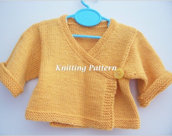 PDF Knitting Pattern - Baby Kimono, Baby Sweater, Handknitted Wool Kimono,Knitting Pattern