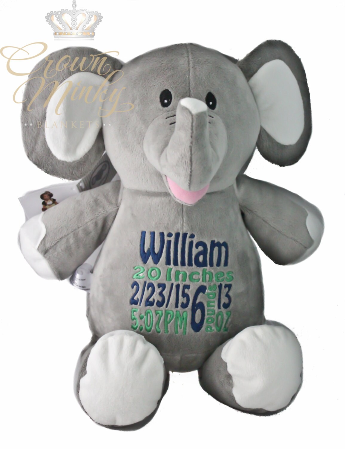 personalized plush elephant