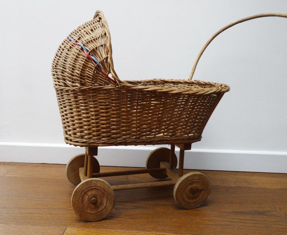 antique wicker dolls pram