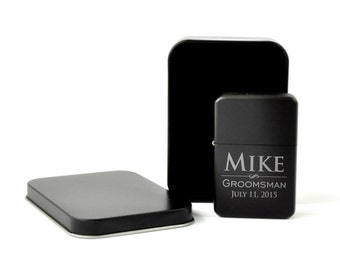 Personalized Lighter Matte Black Cigar Lighter Groomsman Best Man Gift