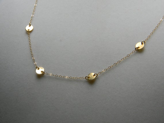 Valentine Sale 14K Gold Disc Necklace Jennifer Aniston by Jwhiz