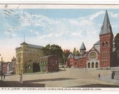 YMCA Library Central Baptist Church Union Square Norwich Connecticut 1923 postcard