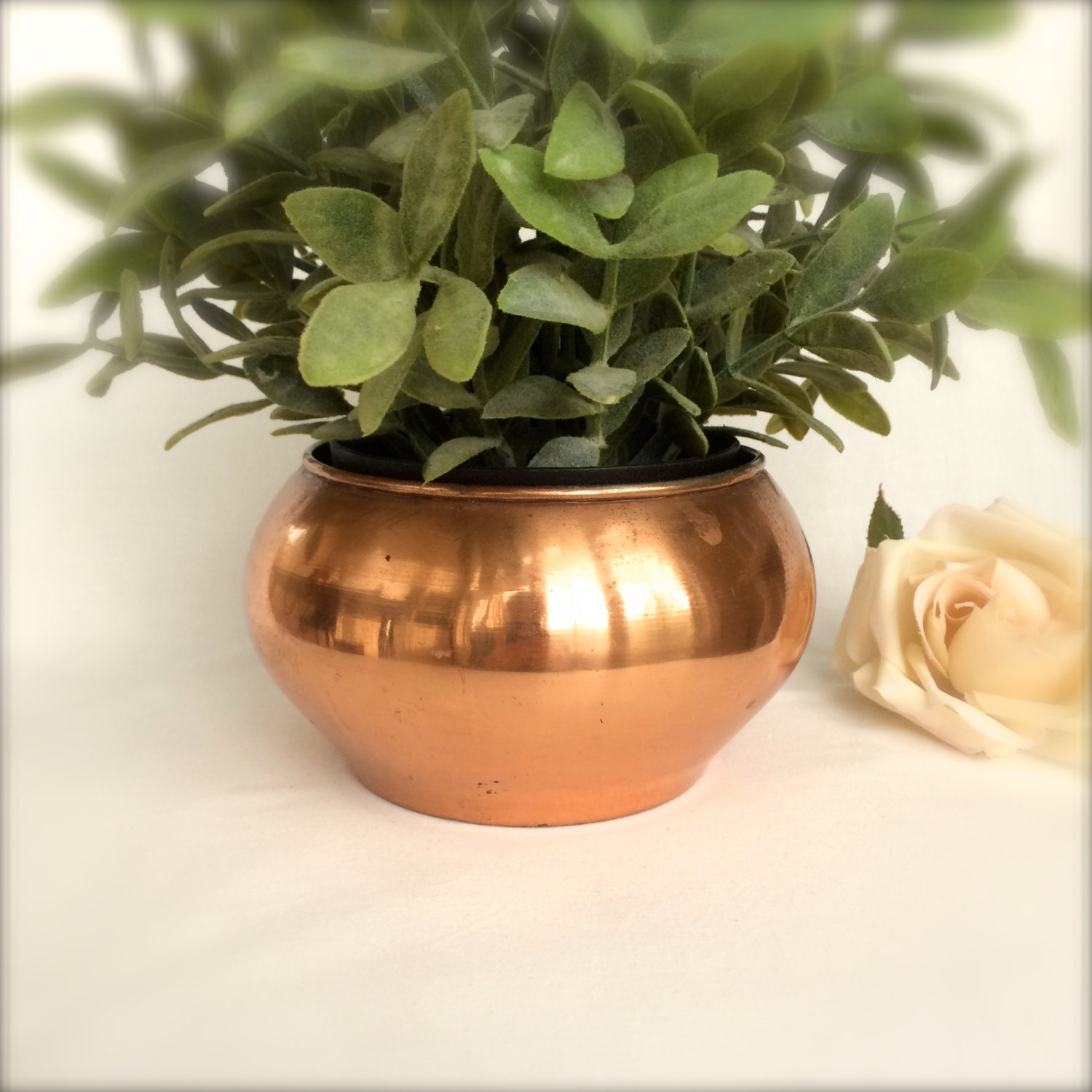 Copper planter Bowl planter round succulent planter