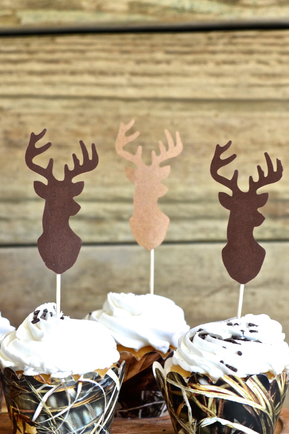 Deer Silhouette Cupcake Toppers bucks in by ThePathLessTraveled