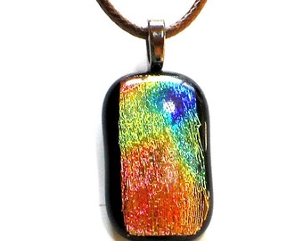 Fused Glass Rainbow Dichroic Pendant