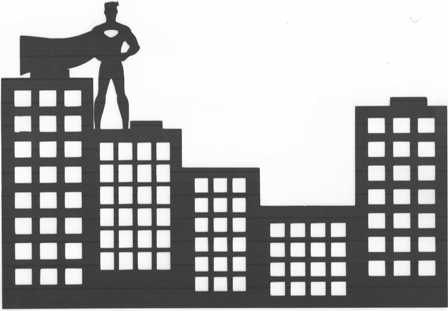 Superhero skyline silhouette