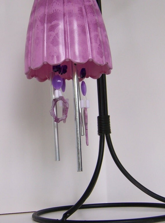 Light Purple Glass Shade Windchime Globe Wind Chime Light Purple Glass Shade Windchime Globe Wind Chime Repurposed Keys Upcycled Patio Decor