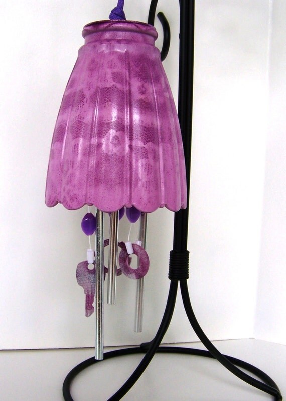 Light Purple Glass Shade Windchime Globe Wind Chime Light Purple Glass Shade Windchime Globe Wind Chime Repurposed Keys Upcycled Patio Decor