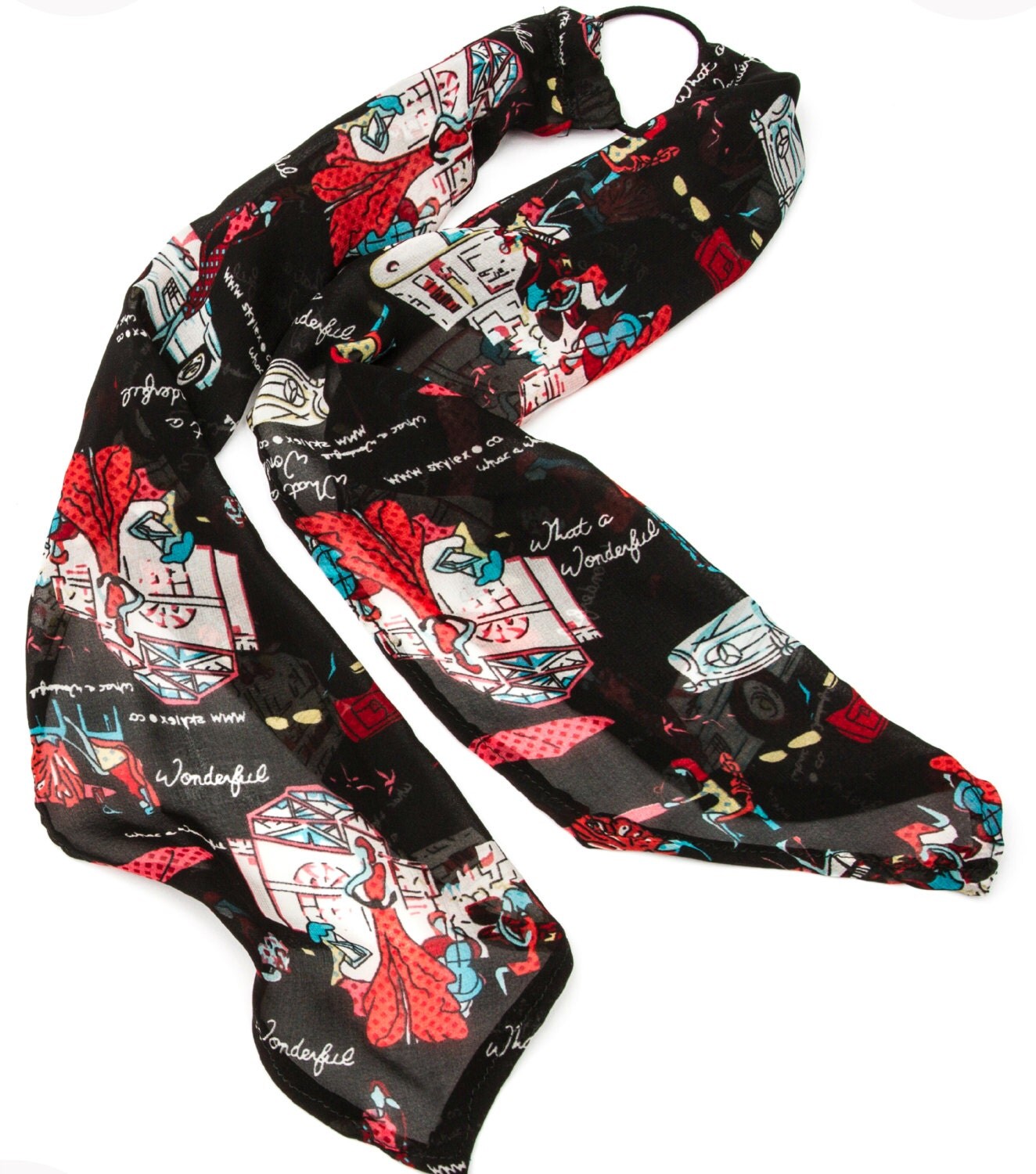 Italian Head Scarf Chiffon Hair Scarf Retro Vintage Hair