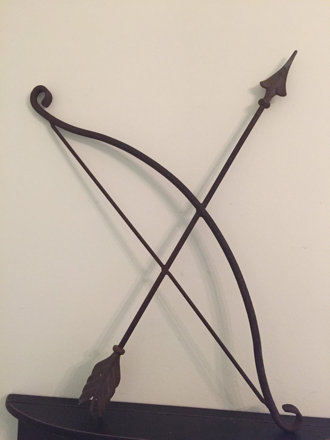 BOW AND ARROW Rustic Cast Iron Brass Wall Decor Camp Decor