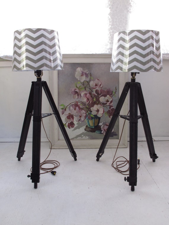 Vintage Tripod Floor Lamps Repurposed 1940s Tripods by SoSylvie