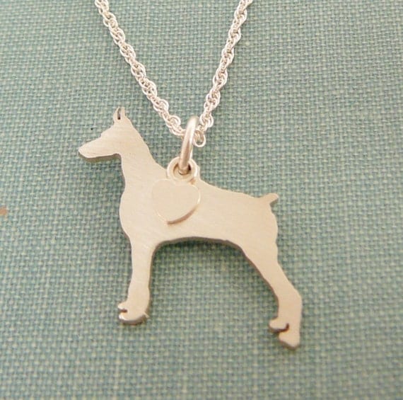 Doberman Pinscher Dog Necklace Sterling Silver Personalize