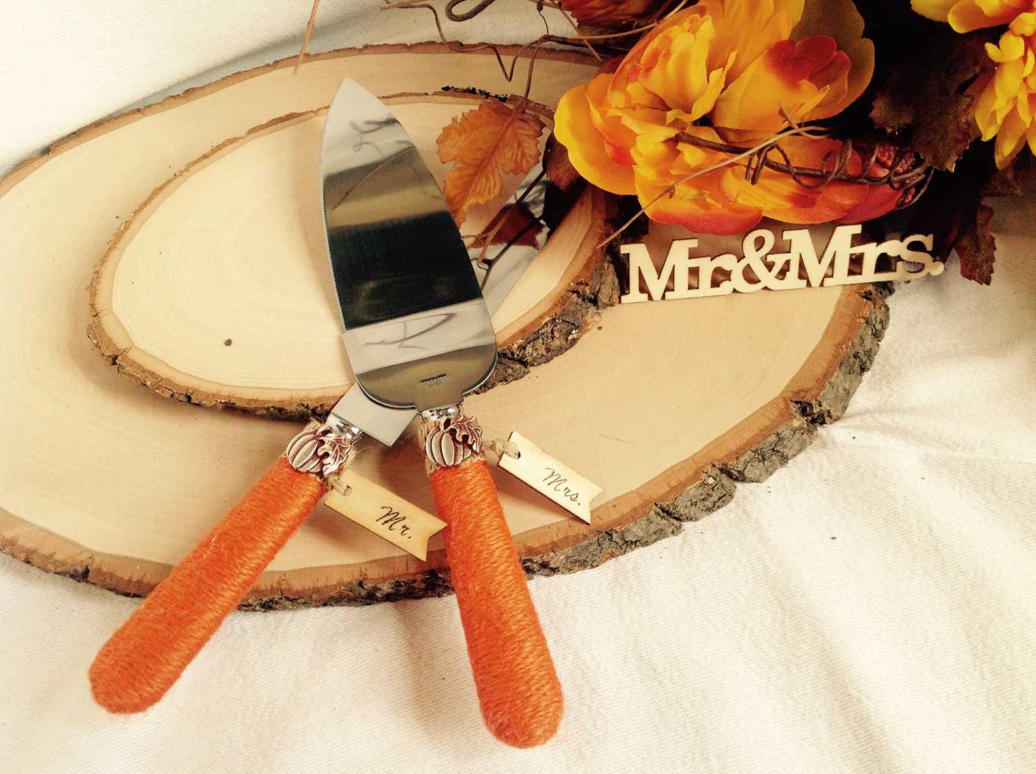 Cake cutting Set Fall Wedding Cake Cutting and Serving Set.