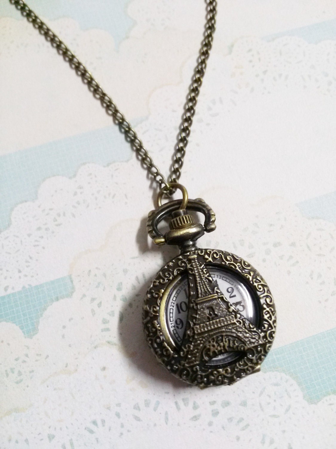 Pocket Watch Necklace Antiqued Bronze Necklace by momentsofbeauty