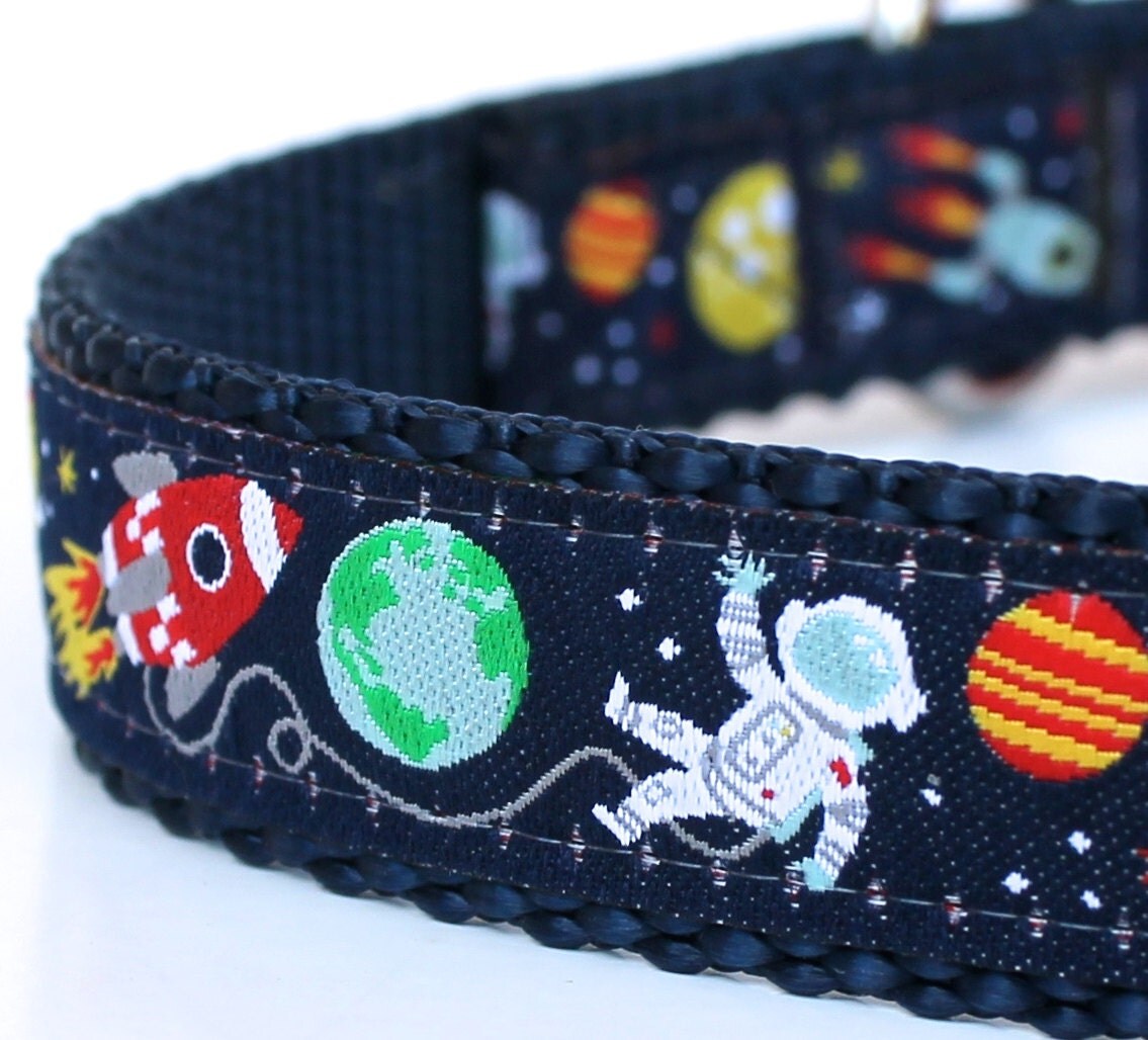 Space Adventures Dog Collar Rocket Astronaut Pet Collar