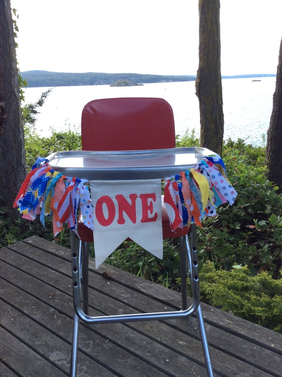 Fabric High Chair banner Birthday Decoration Bunting Flags Rag
