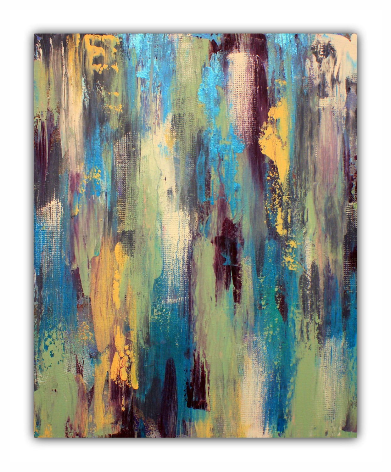 Palette Knife Painting Purple and Teal Wall Art by LizMosLoft