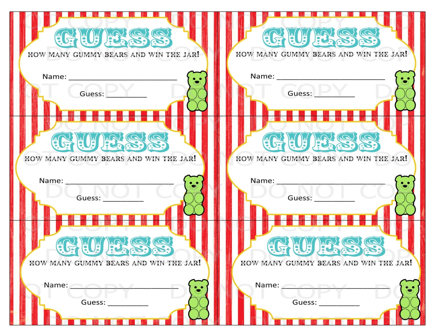 Printable Circus Carnival Guess how many by onelovedesignsllc