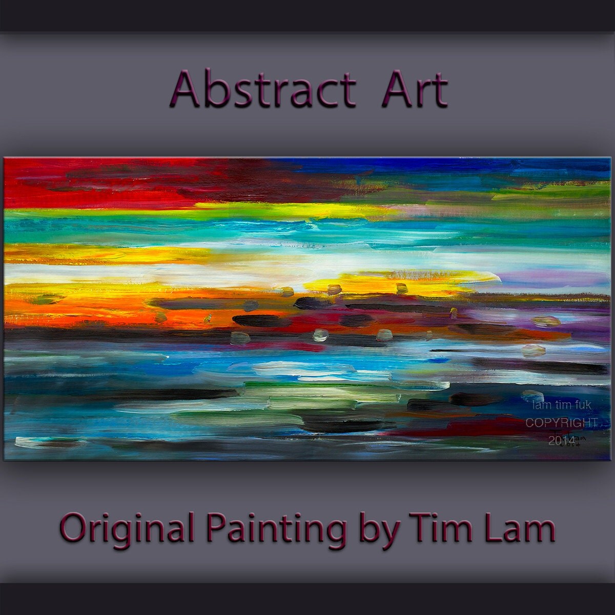 Abstract painting moody design oil painting 48 x 24 by elsestudio