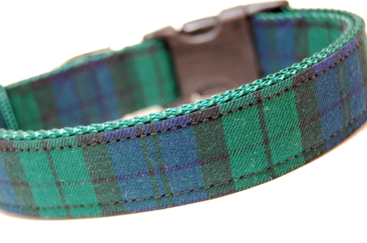 Custom Plaid Dog Collar The Green and Blue Plaid Tartan