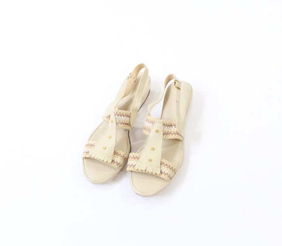 sandals VINTAGE 1970s 8 slingback  vintage Beige Size Sandals Slingback