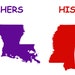 Special listing for Sharon - Maps of Mississippi and Louisiana with 'Hers' and 'His' words - Corn hole game