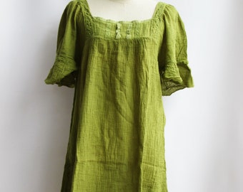 D24, Light Green Butterfly Effect Cotton Dress