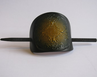 Leather Hair Barrette...large size .