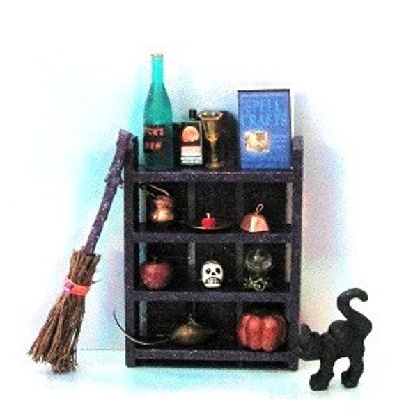 Purple Witch Magic Spells Bookcase Lab Shelf Set by fantasycrafts