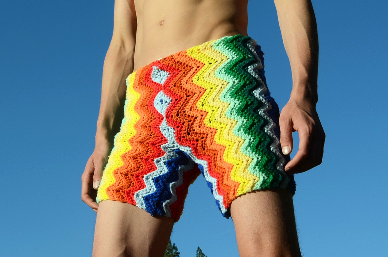 Rainbow Bright Crochet Booty Shorts by LordvonSchmitt on Etsy