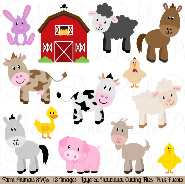 Download Farm Animals SVGs Barnyard Animals and Barn Cutting Templates