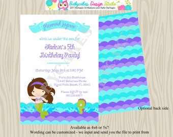 Mermaid Invitation Birthday Mermaid inivte party Under the sea birthday invite - Choose your mermaid