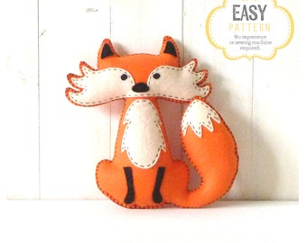 Fox Stuffed Animal Pattern, Felt Hand Sewing Fox Plushie Pattern, Fox Softie Pattern, Instant Download PDF