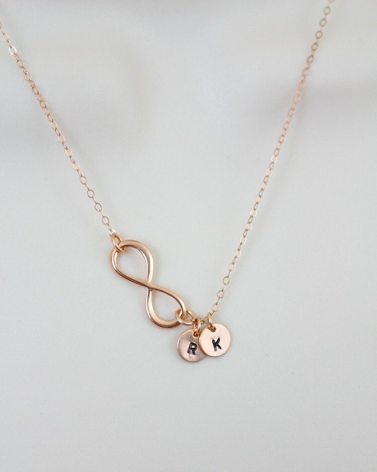 Rose Gold Infinity Necklace Initial Necklace by SnobishDesign