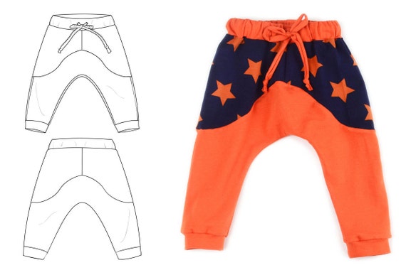 Kids pants pattern contrasting top // pdf download // 0-3M to