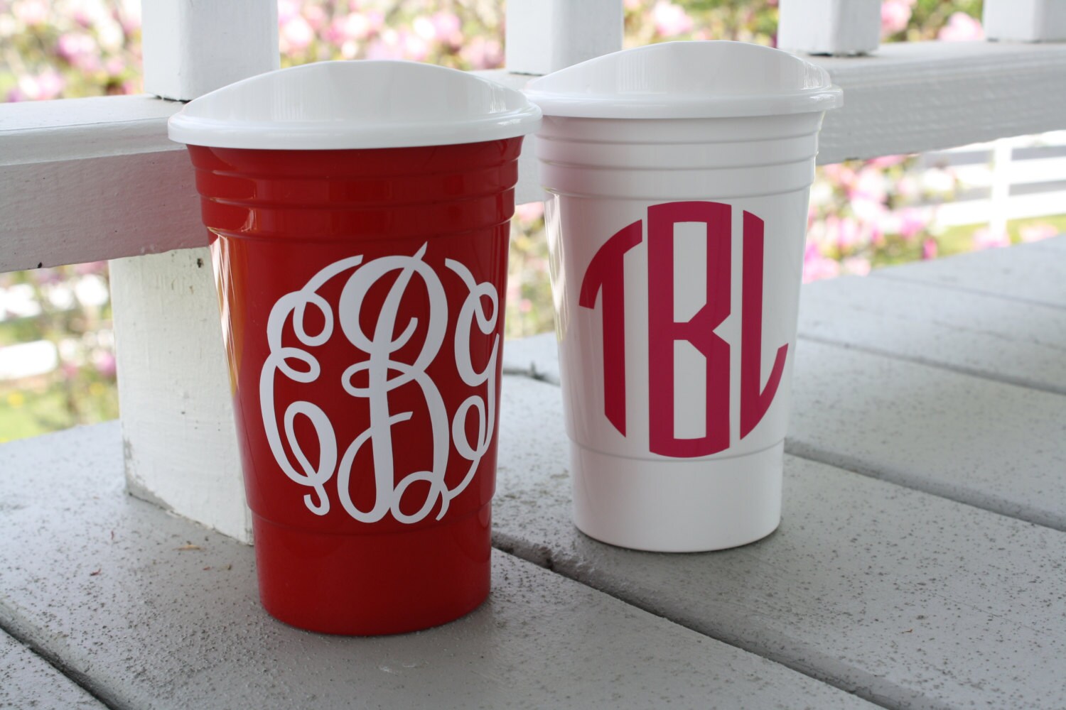 Monogrammed Insulated Solo Cup with Lid by GladevilleFarmhouse
