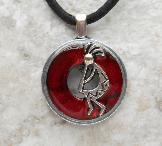 kokopelli necklace red kokopelli jewelry by NatureWithYou