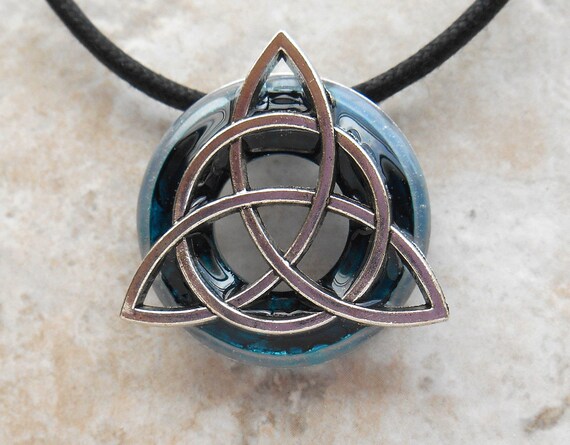 blue triquetra necklace, mens celtic jewelry, mens irish necklace ...