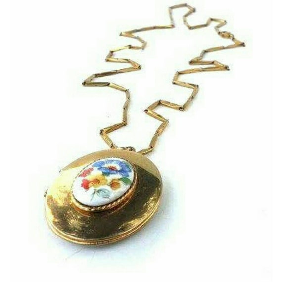 Vintage locket brooch drop style necklace